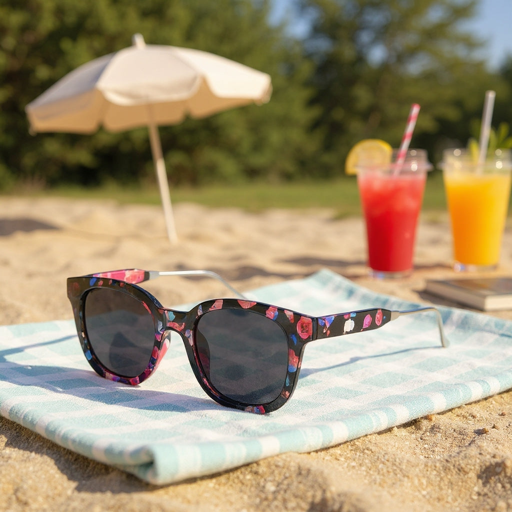 Techsuit Women's Polarized Sunglasses UV Protection - Grey Flowers