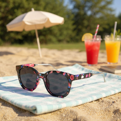 Techsuit Women's Polarized Sunglasses UV Protection - Grey Flowers