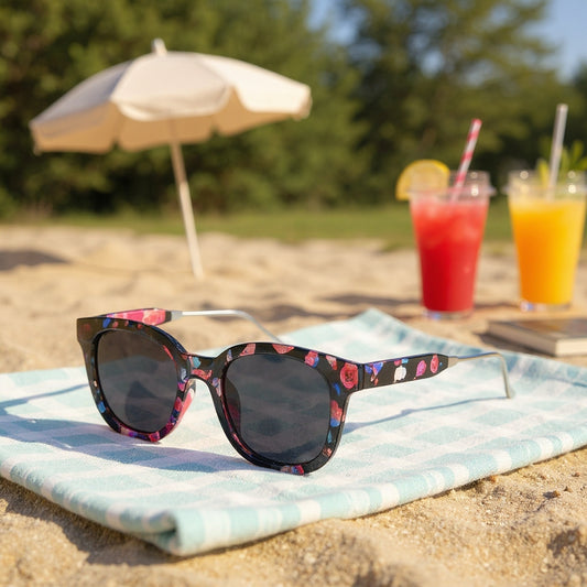 Ochelari dama polarizati Techsuit UV Protection - Grey Flowers