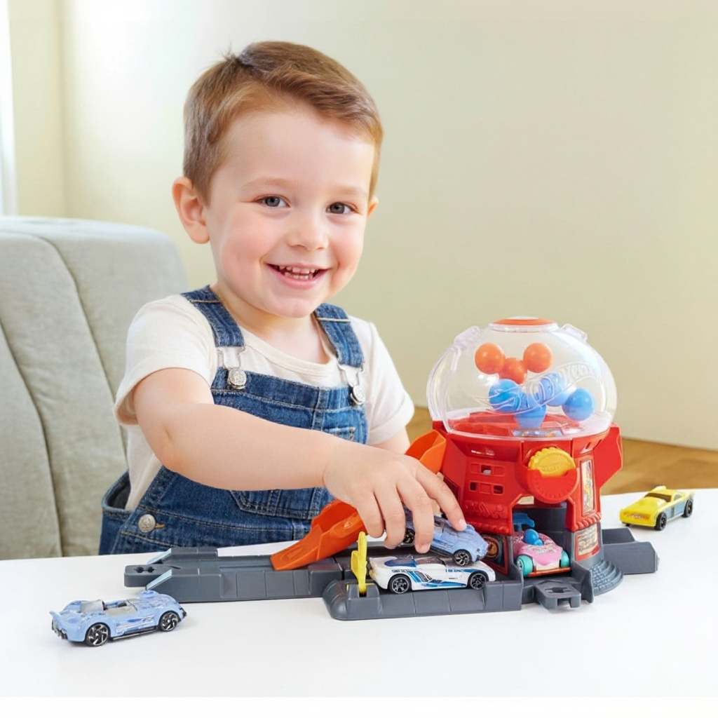 Hot Wheels Car Playset - Downtown Sweet Shop, Track and Interactive Accessories for Maximum Fun