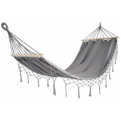Hamac Grădină Boho MILOS – 200×100cm, Bumbac/Poliester, Gri