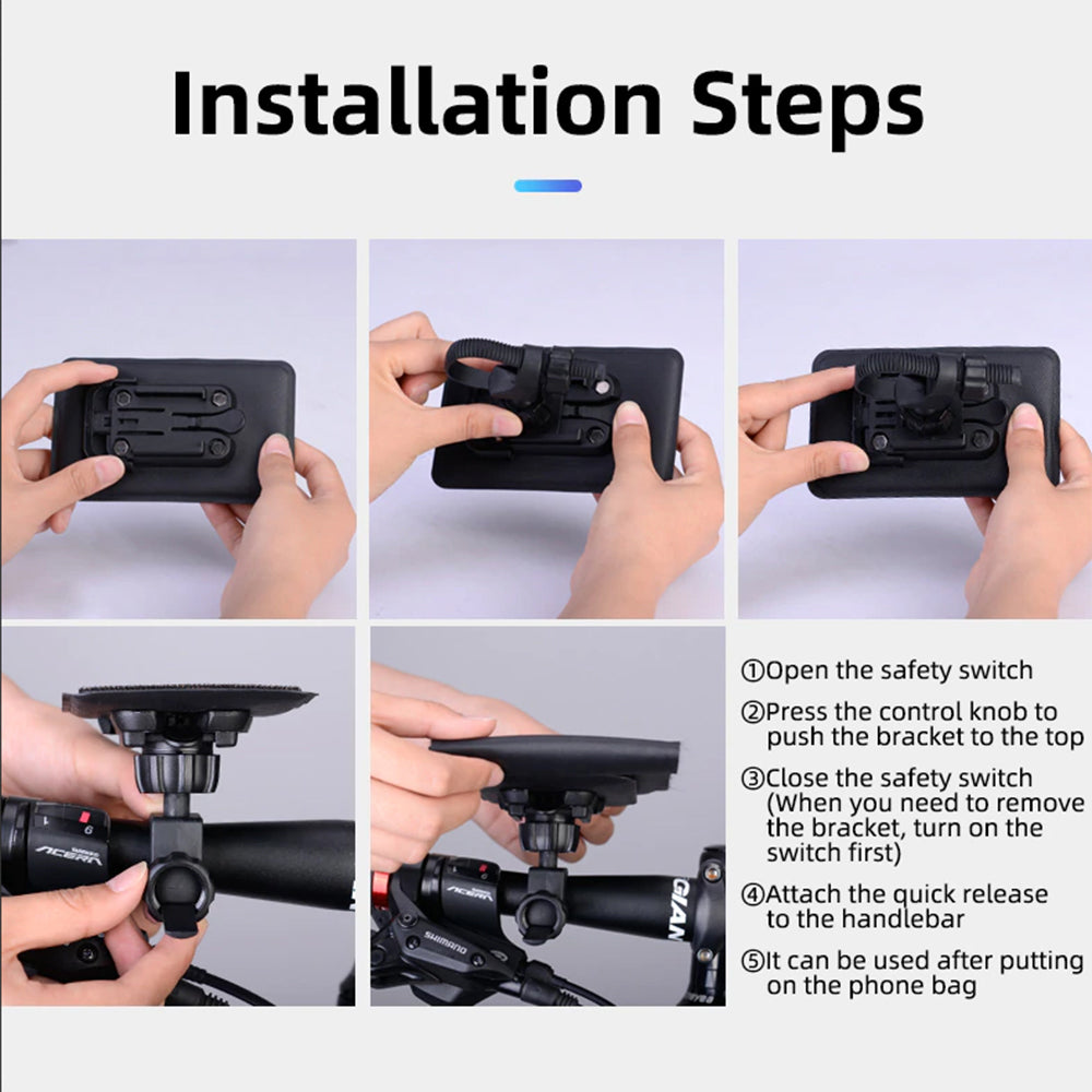 Suport Telefon Bicicletă RockBros 6 Inch – Protecție Avansată, Negru