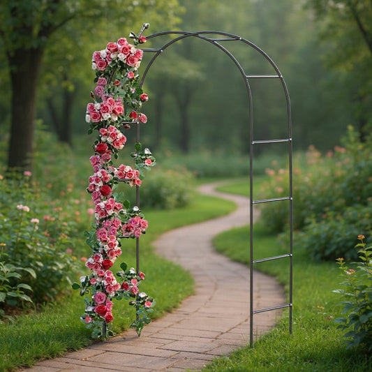 Arcadă metalică pentru plante cățărătoare, negru, 240x140x38 cm