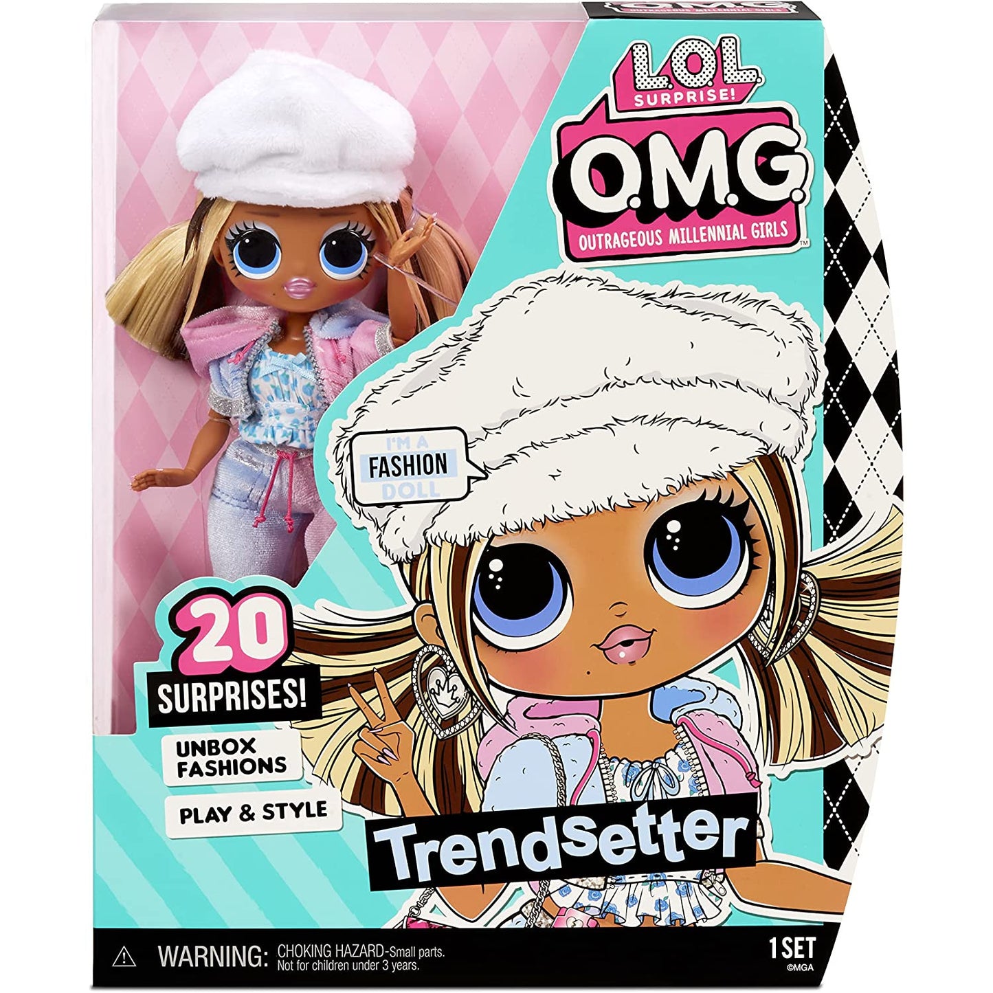 LOL Surprise OMG Trendsetter Fashion Doll cu 20 accesorii