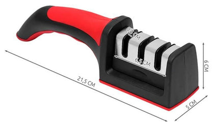Ascutitor de cuțite 3 în 1 – Ușor, Rapid și Eficient, cu Mâner Ergonomic pentru Acasă și Bucătării Profesionale, Compact și Practic pentru Depozitare