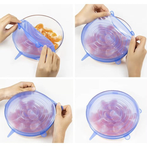 Set 6 Capace din Silicon Reutilizabile, Universale, Albastru