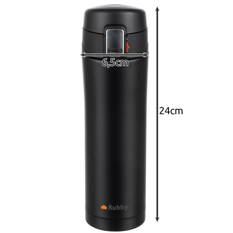 Cana Termică Elegantă din Inox, Capacitate 440ml, Design Modern, Negru Mat