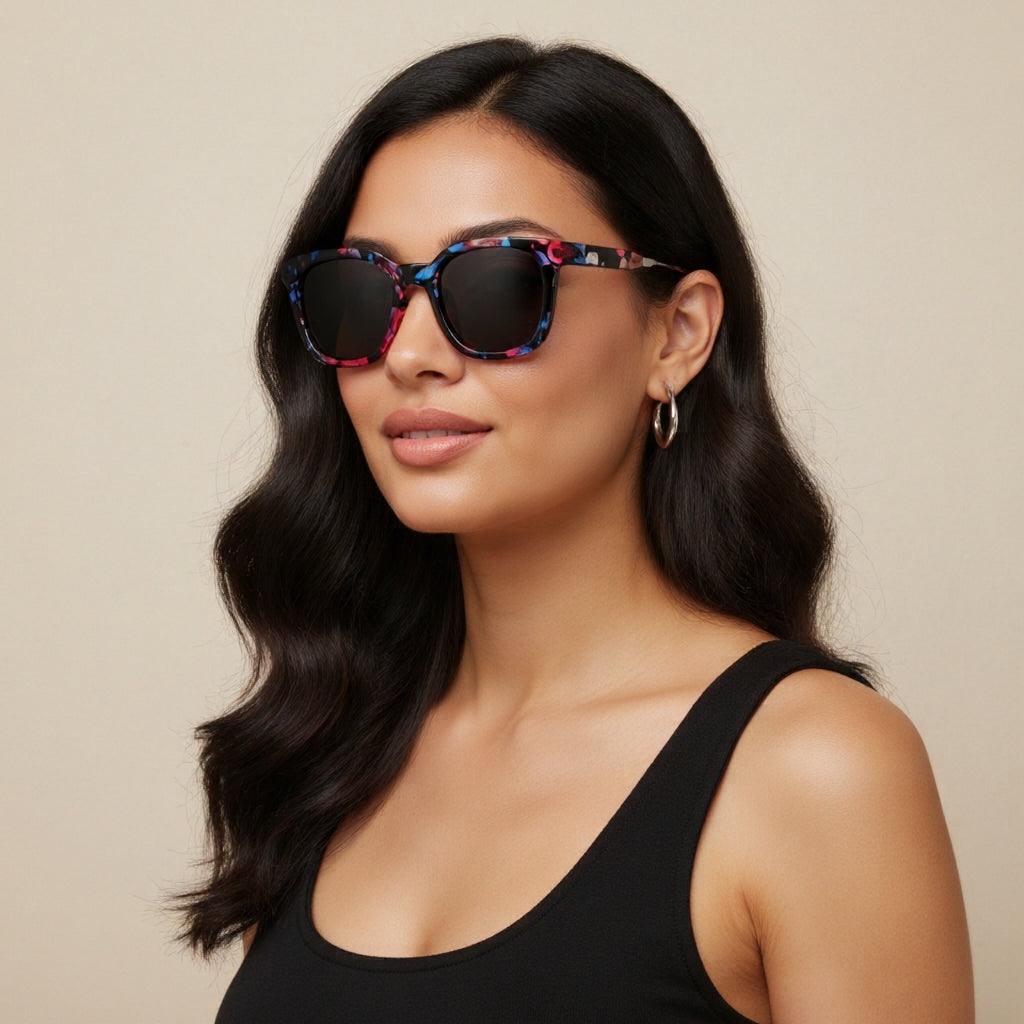 Techsuit Women's Polarized Sunglasses UV Protection - Grey Flowers