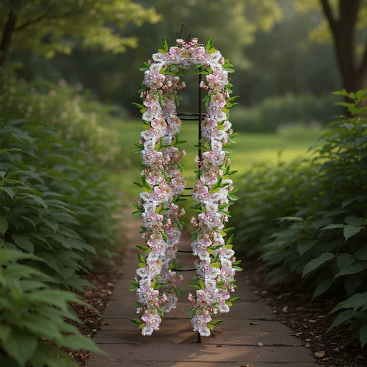 Suport flori metalic pentru exterior – Plante Cățărătoare și Trandafiri, 195 x 40 cm, Negru