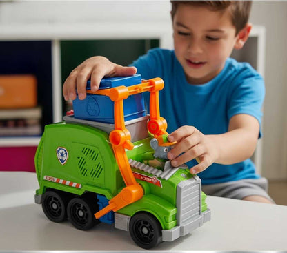 Camion de reciclare Rocky din PAW PATROL – vehicul interactiv educațional pentru copii, joacă creativă și dezvoltarea ecologică a celor mici