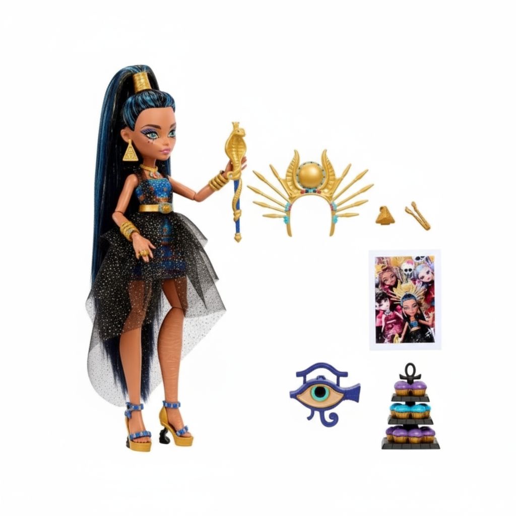 Papusa Cleo De Nile din Monster High cu Accesorii pentru Balul Monstrilor, 29 cm