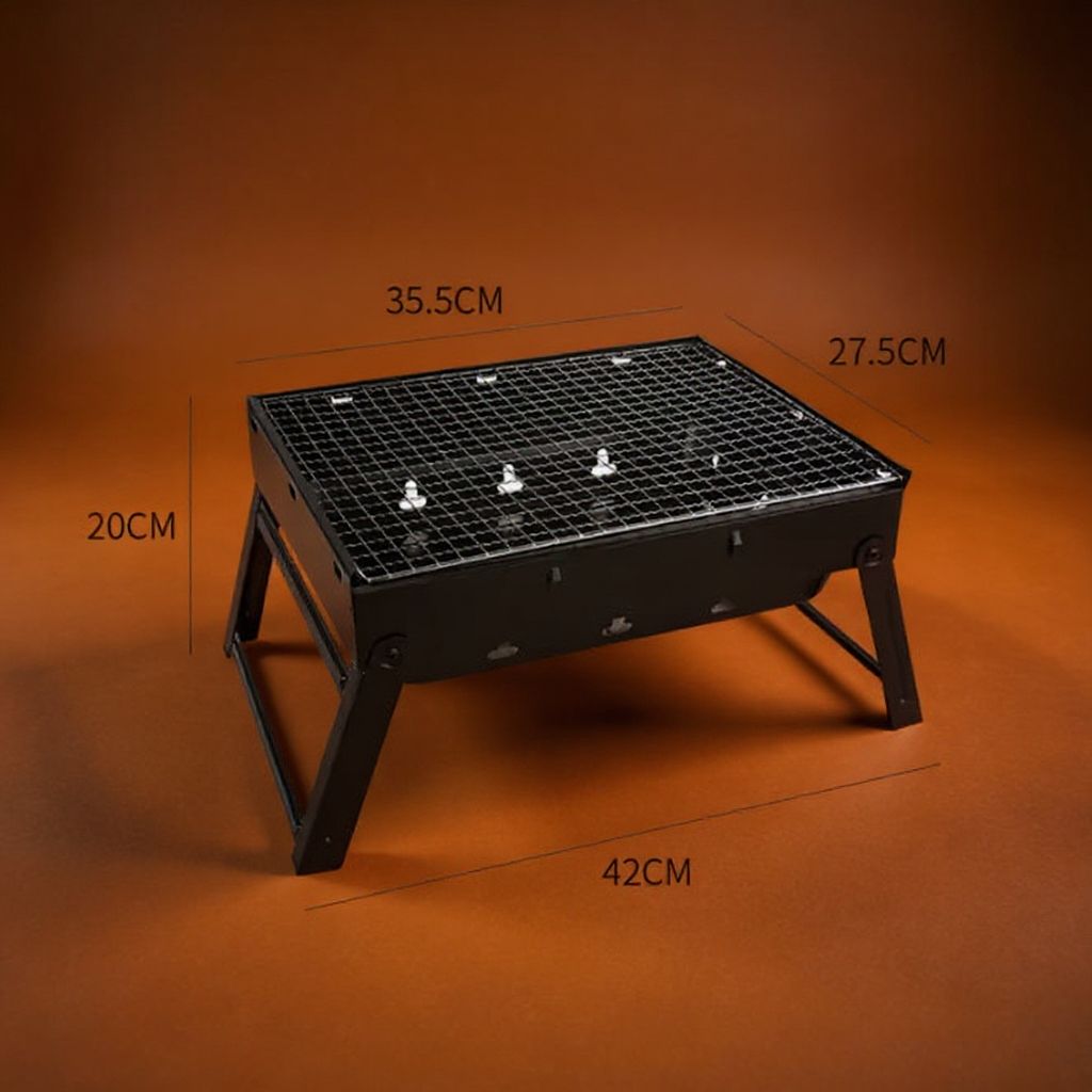 Grătar Portabil Pliabil – Oțel Cromat, 27,5×35,5cm, Camping & Grădină