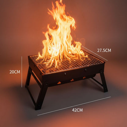 Grătar Portabil Pliabil – Oțel Cromat, 27,5×35,5cm, Camping & Grădină