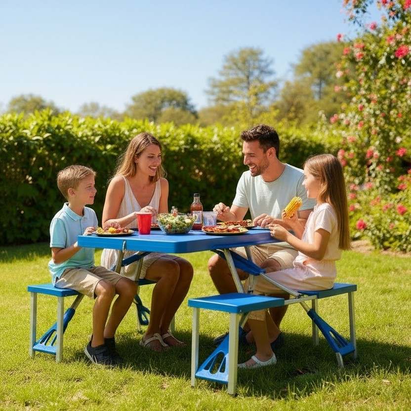 Set Camping Pliabil cu Masă și 4 Scaune - Mobilitate și Confort în Natură