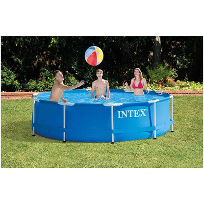 Piscina Rotunda Metal Frame Intex 305 cm, Adancime 76 cm, Capacitate 4485 Litri, Culoare Albastru, Cu Cadru din Otel - Fara Pompa