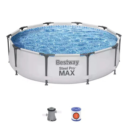 Bestway Pro Max Round Metal Frame Pool – 305 cm, 76 cm Deep, with Pump