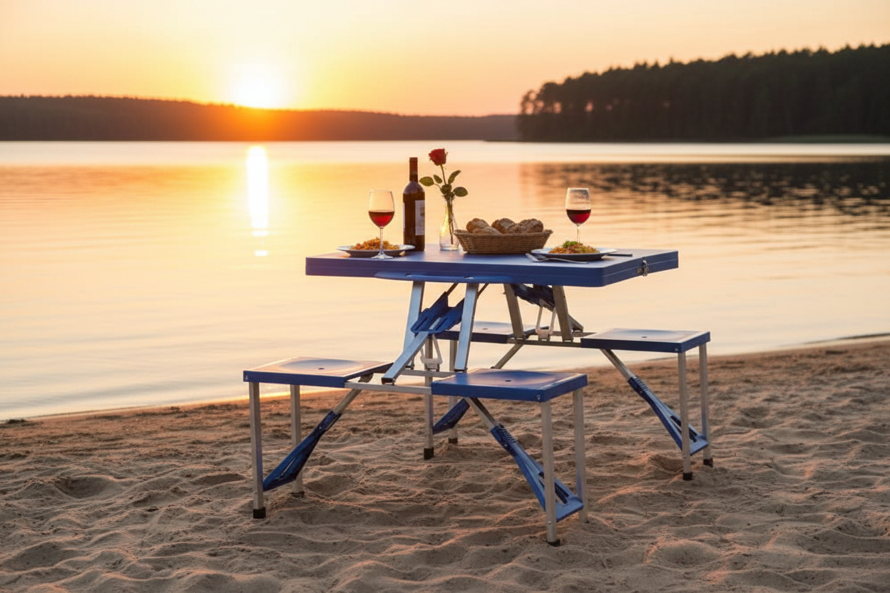 Set Camping Pliabil cu Masă și 4 Scaune - Mobilitate și Confort în Natură